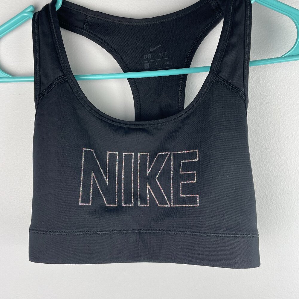 Nike sports bra size small black with sparkly logo